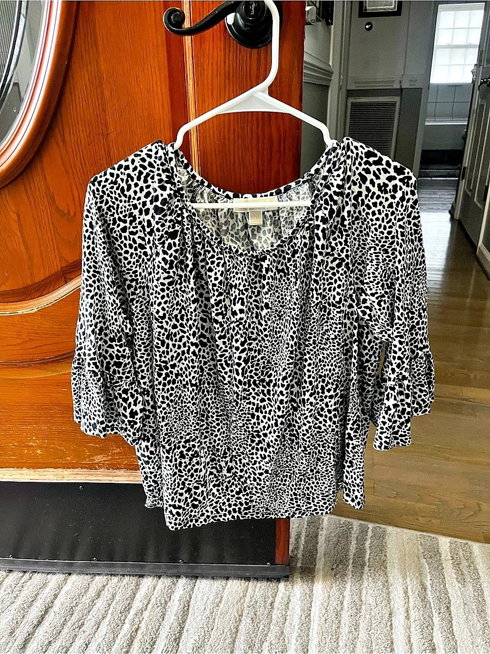 Michael Kors Animal Print Blouse in Black & White Like New